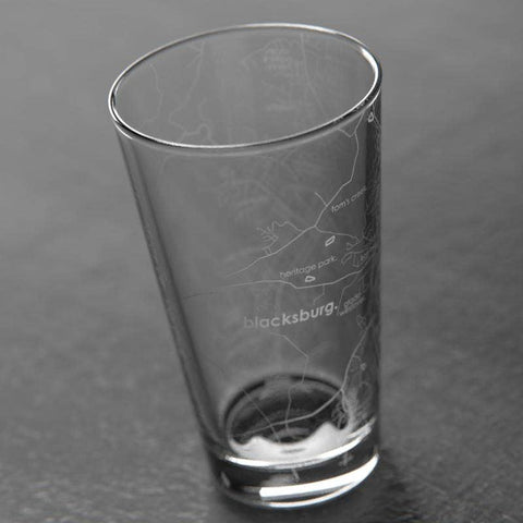 Blacksburg VA Map Pint Glass