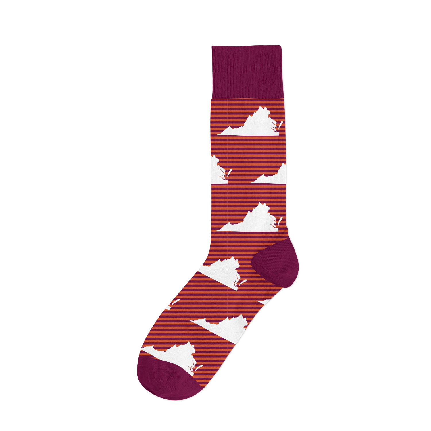 Virginia Striped Socks - Orange/Maroon