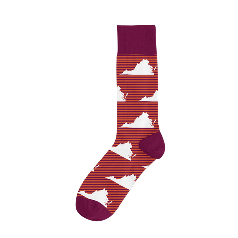 Virginia Striped Socks - Orange/Maroon