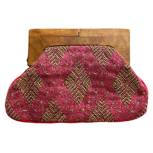Beaded Clutch with Wooden Handle