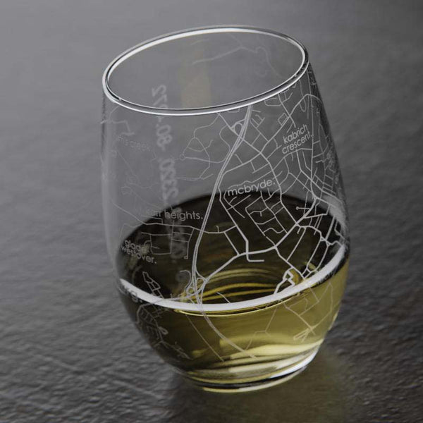 Blacksburg VA Tech - Map Stemless Glass