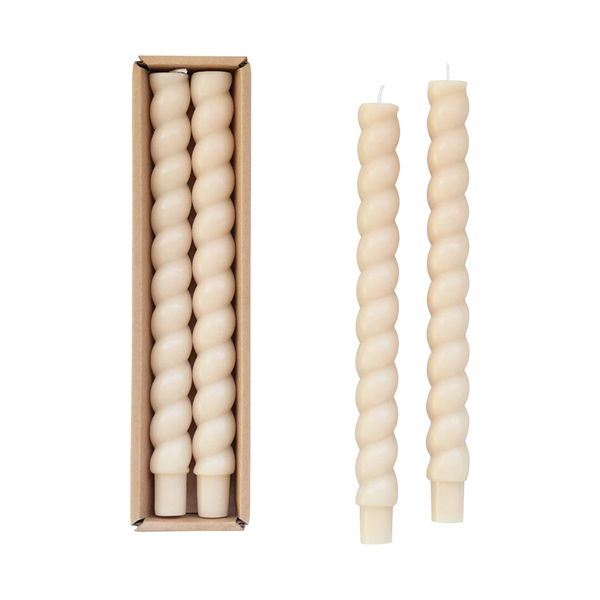 Unscented Twisted Taper Candles - Cream
