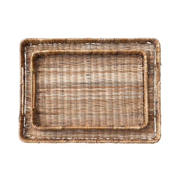 Decorative Hand-Woven Rattan Tray, 2 sizes