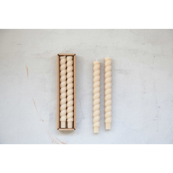Unscented Twisted Taper Candles - Cream