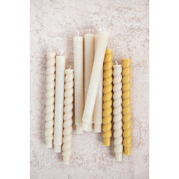 Unscented Twisted Taper Candles - Cream