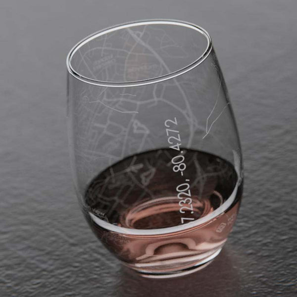 Blacksburg VA Tech - Map Stemless Glass