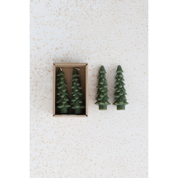 Tree Shaped Taper Candles, Set of 2
