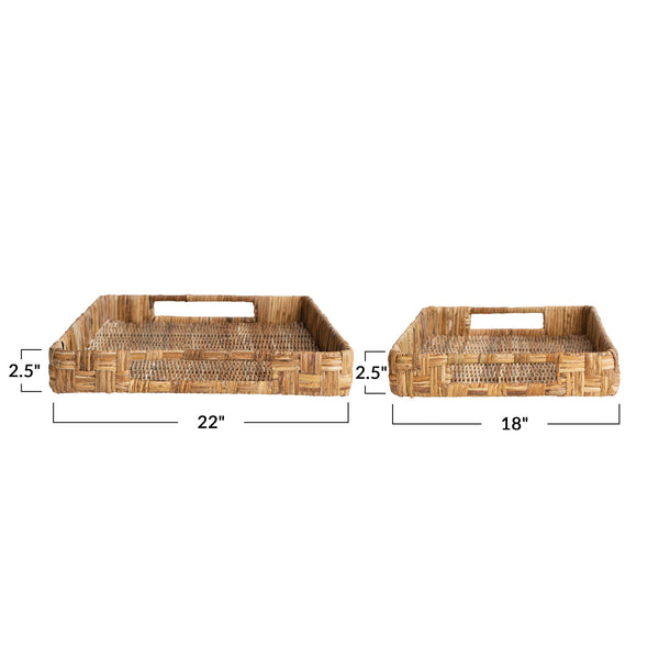 Decorative Hand-Woven Rattan Tray, 2 sizes