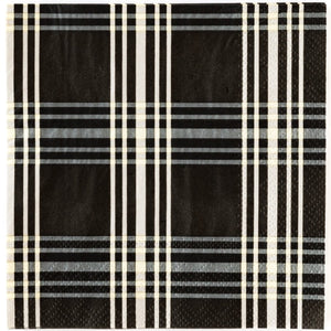 Cocktail Napkins - Black Plaid