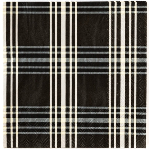 Cocktail Napkins - Black Plaid
